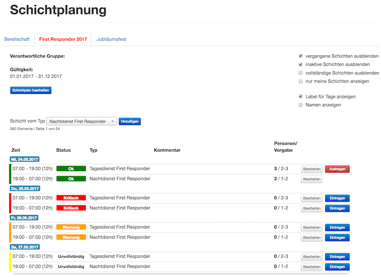 Schichtplanung