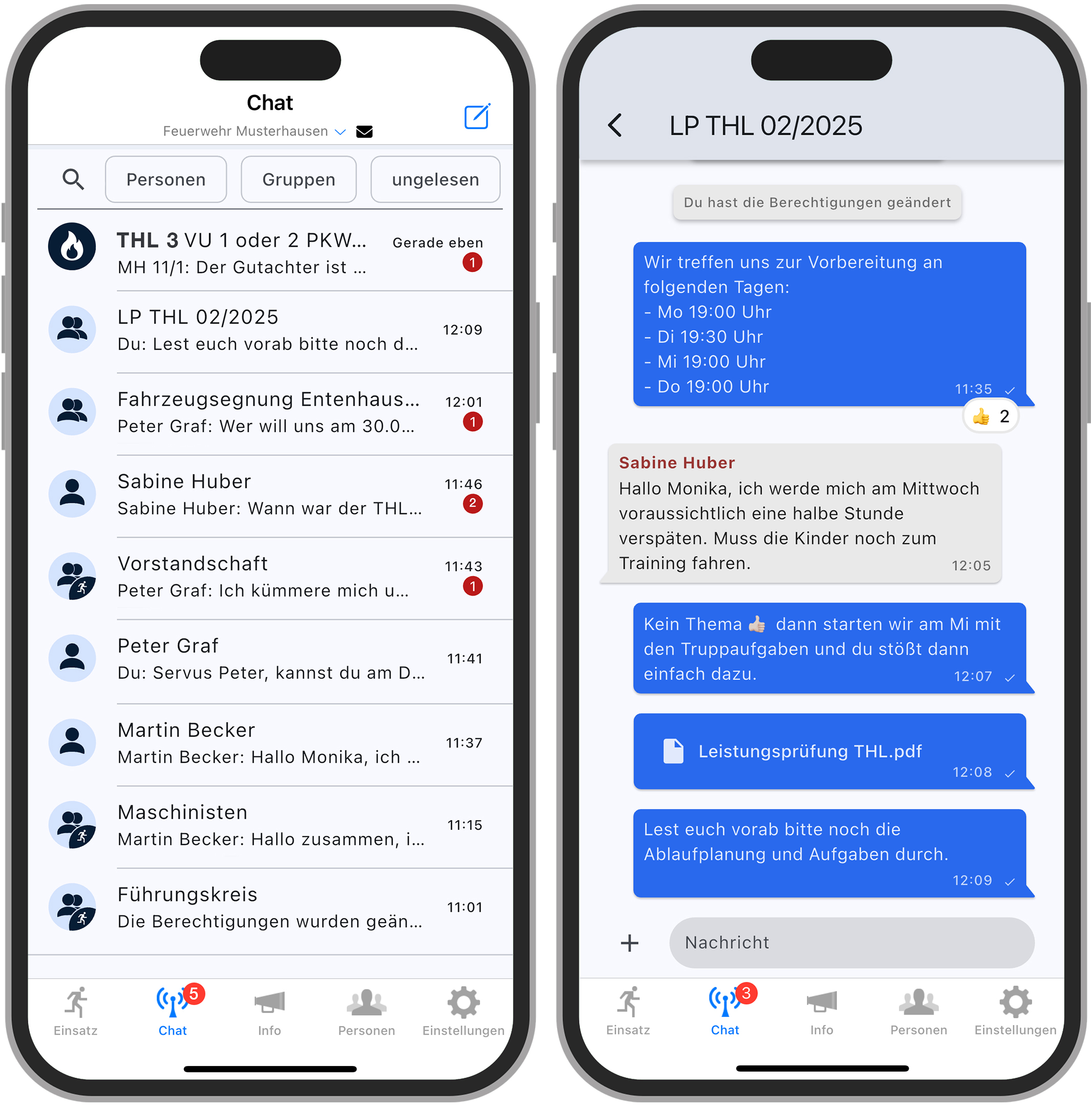 Der BOS-Chat in der FF-Agent App auf einem iPhone