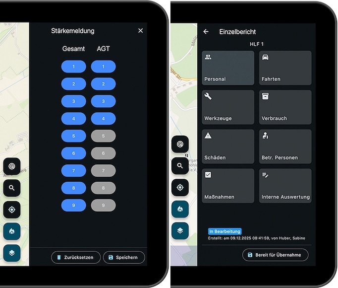 Stärkemeldung und Fahrzeug-Einzelbericht in der Commander App 2.0