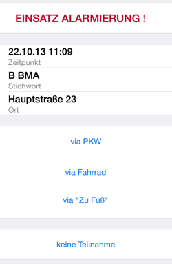 Einsatzalarmierung per Smartphone mit Rückmeldung