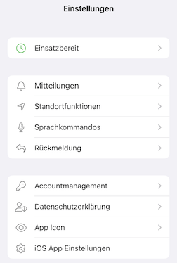 Der Einstellungsbereich der App