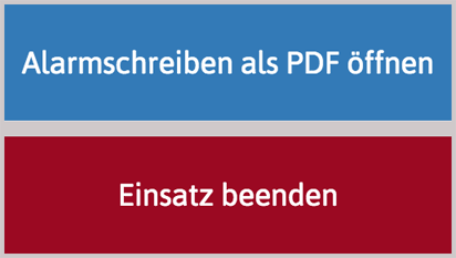 Beispielbuttons mit verschiedenen Aktionen (Alarmschreiben, Einsatz beenden)